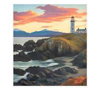JUMBEAR Autocollant magnétique étanche pour lave-vaisselle Motif phare coucher de soleil 58,4 x 66 cm