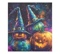 JUMBEAR Autocollant magnétique étanche pour réfrigérateur Motif chapeau de sorcière mystique et citrouille 58,4 x 66 cm