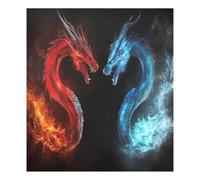 JUMBEAR Autocollant magnétique imperméable pour lave-vaisselle Motif dragon rouge et bleu 58,4 x 66 cm