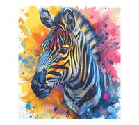 JUMBEAR Autocollant magnétique pour lave-vaisselle - Motif zèbre coloré - Étanche - Pour réfrigérateur, armoire - 58,4 x 66 cm