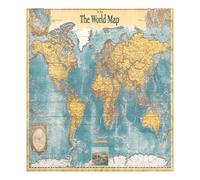 JUMBEAR Autocollant magnétique rétro avec motif carte du monde pour lave-vaisselle, imperméable, pour réfrigérateur, armoire, maison, cuisine, 58,4 x 66 cm