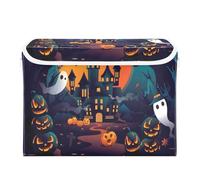 JUMBEAR Bacs de rangement pliables d'Halloween avec couvercles, boîtes de rangement pliables en tissu, panier de rangement, poubelle de placard, 42 × 32 × 30 cm