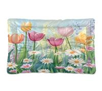 JUMBEAR Beau lit tulipe aquarelle pour animal de compagnie, matelas de cage pour chien et chat, lit doux et confortable pour chats et chiens, 91,4 x 61 cm