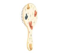 JUMBEAR Belle brosse à cheveux en forme de chapeau de dessin animé, brosse à cheveux massante en bois de bambou pour toutes les coiffures, réduit les nœuds et la casse des cheveux, favorise la