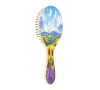 JUMBEAR Belle brosse à cheveux lavande et tournesol, brosse à cheveux massante en bois de bambou pour toutes les coiffures, réduit les nœuds et la casse des cheveux, favorise la croissance des cheveux
