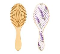 JUMBEAR Belle brosse à cheveux lavande, massage du cuir chevelu, brosse à cheveux en bambou pour toutes les coiffures, réduit les nœuds et la casse des cheveux, favorise la croissance des cheveux