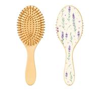 JUMBEAR Belle brosse à cheveux lavande, massage du cuir chevelu, brosse à cheveux en bambou pour toutes les coiffures, réduit les nœuds et la casse des cheveux, favorise la croissance des cheveux