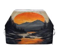 JUMBEAR Belle housse de barbecue Sunset Mountains compatible avec Weber, Brinkmann, Char-Broil - Grande housse de barbecue résistante aux UV et imperméable à l'eau indéchirable (165 x 63,5 x 114 cm)