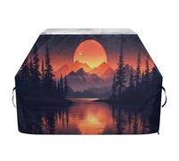 JUMBEAR Belle housse de barbecue Sunset Mountains compatible avec Weber, Brinkmann, Char-Broil - Grande housse de barbecue résistante aux UV et imperméable à l'eau indéchirable (165 x 63,5 x 114 cm)