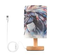 JUMBEAR Belle tribu indienne chevaux, petite lampe de table, lampes de chevet, lampes de chevet avec abat-jour en tissu de lin pour chambre d'enfant, salon, bureau