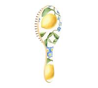 JUMBEAR Blue Forget Me Nots and Lemons Brosse à cheveux massante en bois de bambou pour toutes les coiffures, réduit les nœuds et la casse des cheveux, favorise la croissance des cheveux