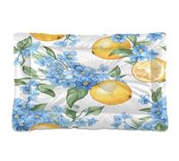 JUMBEAR Blue Forget Me Nots and Lemons Lit pour animal domestique, matelas de cage pour chien et chat, avec fond antidérapant, doux et confortable, pour chats et chiens, 91,4 x 61 cm