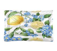 JUMBEAR Blue Forget Me Nots and Lemons Lit pour animal domestique, matelas de cage pour chien et chat, avec fond antidérapant, doux et confortable, pour chats et chiens, 91,4 x 61 cm