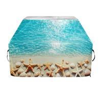 JUMBEAR Blue Ocean and Seashells Housse de barbecue pour barbecue Weber, Brinkmann, Char-Broil - Grande housse de barbecue robuste, résistante aux UV et imperméable, indéchirable (165 x 63,5 x 114 cm)
