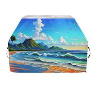 JUMBEAR Blue Ocean and Seashells Housse de barbecue pour barbecue Weber, Brinkmann, Char-Broil - Grande housse de barbecue robuste, résistante aux UV et imperméable, indéchirable (165 x 63,5 x 114 cm)