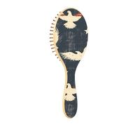 JUMBEAR Brosse à cheveux avec drapeau américain et aigle à tête blanche, massage du cuir chevelu, brosse à cheveux en bambou pour toutes les coiffures, réduit les nœuds et la casse des cheveux