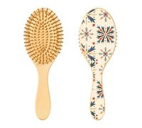 JUMBEAR Brosse à cheveux de Noël en forme de flocons de neige, massant le cuir chevelu en bambou pour toutes les coiffures, réduit les nœuds et la casse des cheveux, favorise la croissance des cheveux