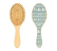 JUMBEAR Brosse à cheveux de Noël en forme de flocons de neige, massant le cuir chevelu en bambou pour toutes les coiffures, réduit les nœuds et la casse des cheveux, favorise la croissance des cheveux