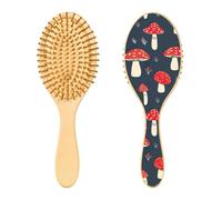 JUMBEAR Brosse à cheveux en forme de champignons mignons, massant le cuir chevelu en bambou pour toutes les coiffures, réduit les nœuds et la casse des cheveux, favorise la croissance des cheveux