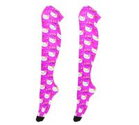 JUMBEAR Chaussettes montantes extra longues pour femme avec visages de chat mignons au-dessus du genou