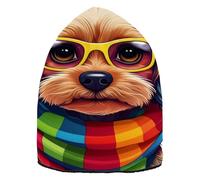 JUMBEAR Chien portant des lunettes et une écharpe, bonnet, bonnet tête de mort, bonnet pour homme et femme, chapeau de ski chaud d'hiver unisexe