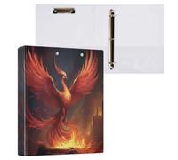 JUMBEAR Classeur à 3 anneaux pour papier de format lettre (27,9 x 21,6 cm), organiseur de classeur à anneaux rond avec porte-bloc, porte-bloc pour fournitures scolaires et de bureau, phénix feu