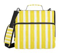JUMBEAR Classeur à rayures jaunes avec bandoulière - Anneaux toriques de 3,8 cm - Dossier extensible - Plusieurs poches - Capacité de 600 feuilles