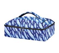 JUMBEAR Cocotte isolée en plumes bleues pour aliments chauds ou froids, sac fourre-tout pour lasagnes, fêtes, pique-niques, plage, convient aux plats de cuisson de 22,9 x 33 cm