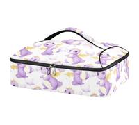 JUMBEAR Cocotte isotherme pour aliments chauds ou froids, motif dinosaure violet pour les repas chauds, les lasagnes, les fêtes, les pique-niques, la plage, convient aux plats de cuisson de 22,9 x 33
