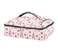JUMBEAR Cocotte isotherme pour la Saint-Valentin, motif nain mignon pour aliments chauds ou froids, pour lasagnes, fêtes, pique-niques, plage, convient aux plats de cuisson de 22,9 x 33 cm