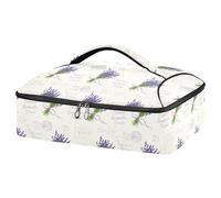 JUMBEAR Cocotte isotherme vintage lavande pour aliments chauds ou froids, sac fourre-tout pour lasagnes, fêtes, pique-niques, plage, convient aux plats de cuisson de 22,9 x 33 cm