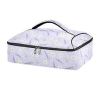JUMBEAR Cocotte isotherme violette lavande pour aliments chauds ou froids, sac fourre-tout pour lasagnes, fêtes, pique-niques, plage, convient aux plats de cuisson de 22,9 x 33 cm