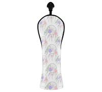 JUMBEAR Couvre-club de golf ethnique tribal à plumes pour conducteur/bois de parcours/hybride, 1 lot de couvre-club de golf en cuir synthétique avec étiquette numérotée