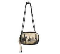 JUMBEAR Cowboy Rides A Horse Across The Desert Sac à bandoulière pour femme et homme, sac à main pour téléphone, portefeuille pour femmes, filles, voyage, shopping, travail, usage quotidien