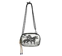 JUMBEAR Cowboy Rides A Horse Across The Desert Sac à bandoulière pour femme et homme, sac à main pour téléphone, portefeuille pour femmes, filles, voyage, shopping, travail, usage quotidien