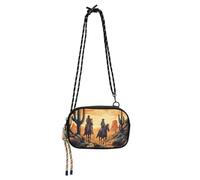 JUMBEAR Cowboy Rides A Horse Across The Desert Sac à bandoulière pour femme et homme, sac à main pour téléphone, portefeuille pour femmes, filles, voyage, shopping, travail, usage quotidien