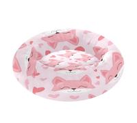JUMBEAR Cute Fox Lit rond apaisant en forme de beignet pour chien et chat - Lit rond en peluche chaud et doux avec fond antidérapant et lavable, taille M