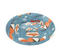 JUMBEAR Cute Fox Lit rond apaisant en forme de beignet pour chien et chat - Lit rond en peluche chaud et doux avec fond antidérapant et lavable, taille M