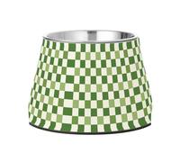 JUMBEAR Green Buffalo Grid Gamelles antidérapantes en acier inoxydable pour chiens et chats de petite, moyenne et grande taille