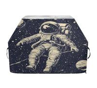 JUMBEAR Housse de barbecue motif astronaute dessinée à la main pour Weber, Brinkmann, Char-Broil - Grande housse de barbecue résistante aux UV et imperméable, indéchirable (165 x 63,5 x 114 cm)