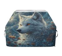 JUMBEAR Housse de barbecue motif loup blanc aux yeux brillants, housse de barbecue compatible avec Weber, Brinkmann, Char-Broil - Grande housse de barbecue très résistante, résistante aux UV et