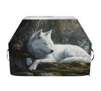 JUMBEAR Housse de barbecue motif loup blanc aux yeux oranges pour Weber, Brinkmann, Char-Broil - Grande housse de barbecue très résistante, résistante aux UV et imperméable, indéchirable (165 x 63,5 x