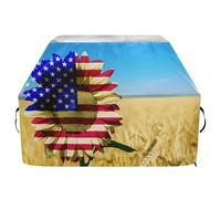 JUMBEAR Housse de barbecue style drapeau américain tournesol pour Weber, Brinkmann, Char-Broil - Grande housse de barbecue robuste, résistante aux UV et imperméable, indéchirable (165 x 63,5 x 114 cm)