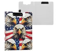 JUMBEAR Independence Day Eagles Porte-bloc A4 avec double pinces, planche à clip pliable avec couverture, organiseur personnel léger adapté pour hôpital, bureau, école, affaires, salle de classe