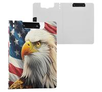 JUMBEAR Independence Day Eagles Porte-bloc A4 avec double pinces, planche à clip pliable avec couverture, organiseur personnel léger adapté pour hôpital, bureau, école, affaires, salle de classe