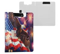 JUMBEAR Independence Day Eagles Porte-bloc A4 avec double pinces, planche à clip pliable avec couverture, organiseur personnel léger adapté pour hôpital, bureau, école, affaires, salle de classe