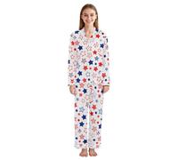 JUMBEAR Independence Day Star Pyjama pour femme super doux à manches longues Vêtement de nuit boutonné Vêtement de nuit, a, S