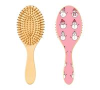 JUMBEAR Jolie brosse à cheveux en forme de bonhomme de neige, massant le cuir chevelu en bambou pour toutes les coiffures, réduit les nœuds et la casse des cheveux, favorise la croissance des cheveux