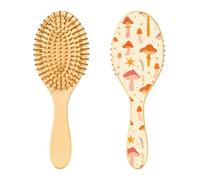 JUMBEAR Jolie brosse à cheveux en forme de champignons de dessin animé, brosse à cheveux en bois de bambou pour toutes les coiffures, réduit les nœuds et la casse des cheveux, favorise la croissance