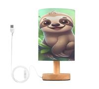 JUMBEAR Lampe de table en forme de paresseux mignon pour soins des yeux, lampes de chevet avec abat-jour en tissu de lin pour chambre d'enfant, salon, bureau